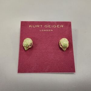 NWT Kurt Geiger Small Green/Gold Eagle Head Enamel Stud Earrings